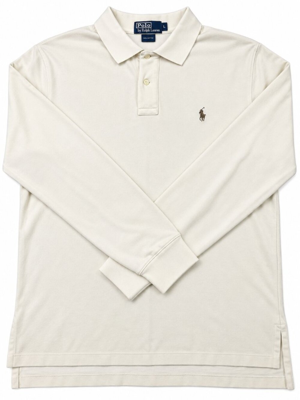 Polo Ralph Lauren Men’s L Cream L/S 100% Cotton Polo Shirt